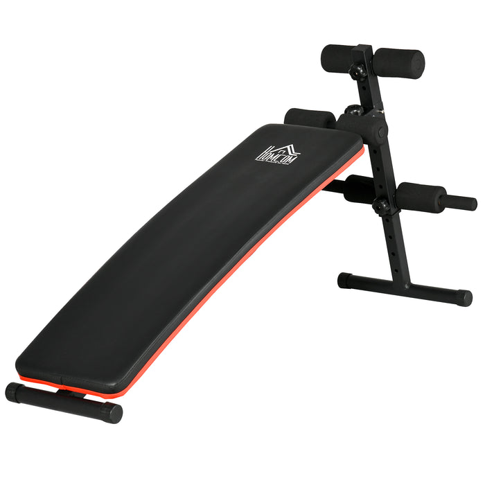 Foldable Steel Home Sit-Up Bench - Red and Black Gym-Quality Equipment - Ideal for Core Workouts and Abdominal Training