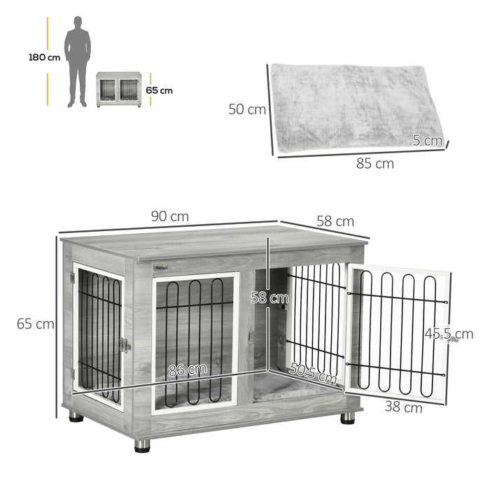 Indoor Dog Kennel End Table - Comfortable, Washable Cushion with Sturdy Wire Mesh - Elegant Living Space Solution for Medium to Large Dogs