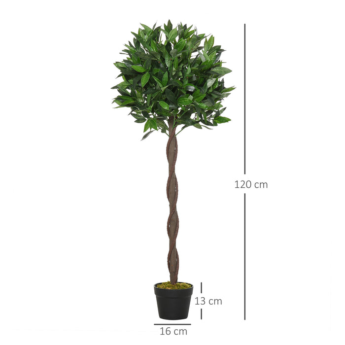 Artificial Topiary Bay Laurel Ball Trees Set - 2-Pack Indoor/Outdoor Decorative Plants with Nursery Pots, 120cm - Perfect for Home and Garden Enhancement