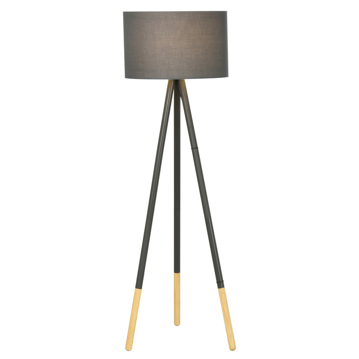 Steel Tripod Floor Lamp, 153cm - Modern Grey Fabric Shade, Foot Switch Operation - Ideal Lighting Solution for Office & Bedroom