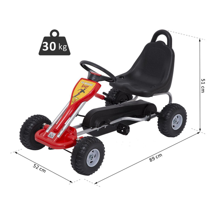 Pedal-Powered Go Kart for Kids with Hand Brake - Durable Red Children's Racing Cart - Fun Outdoor Activity and Exercise for Boys and Girls