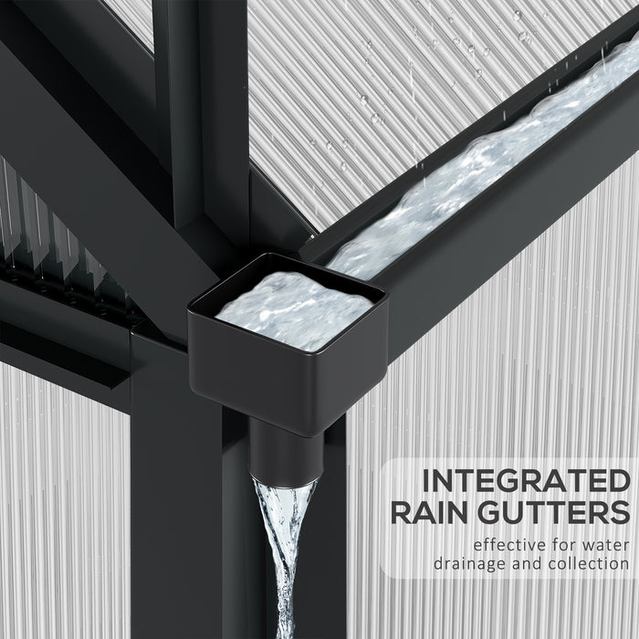 Large Walk-In Clear Polycarbonate Greenhouse - Sturdy Aluminium Frame & Galvanized Base, Sliding Door - Ideal for Garden Plant Growth, 6x8ft