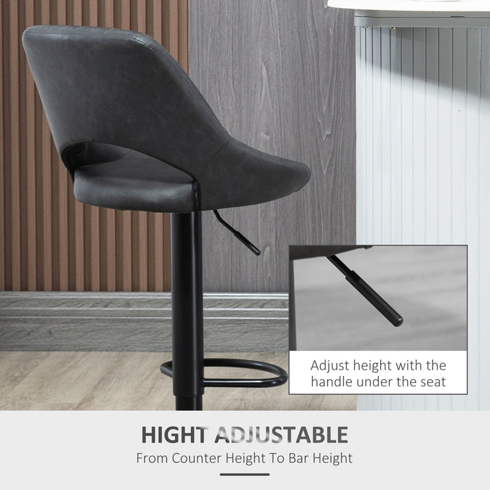 Adjustable Swivel Barstools Set of 2 - Gas Lift PU Leather Counter Heights Chairs with Footrest - Ideal for Kitchen Island and Home Bar Comfort Seating