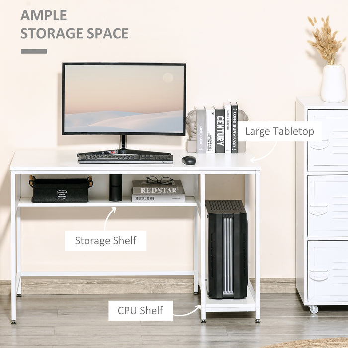 Compact Home Office Desk - Space-Saving Writing, Gaming and Study Workstation with Storage Shelf - Ideal for Small Spaces and Students