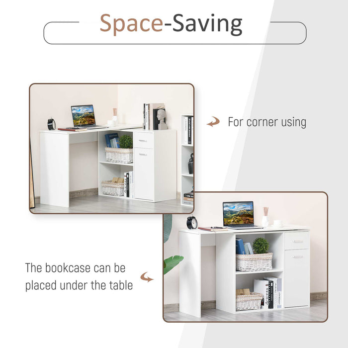 L-Shaped Corner Desk - Computer Study Workstation with Storage & Drawer - Ideal for Home Office Use