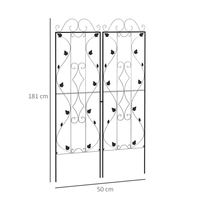 Garden Trellis Set - 2-Pack Metal Climbing Plant Support Frames with Leaf Design - Ideal for Vine Growth & Garden Decor