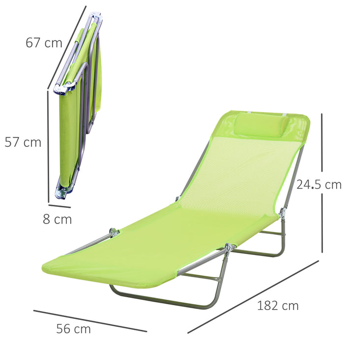 Adjustable Green Sun Bed Chair - Garden Lounger Recliner with Relaxation Features - Ideal for Patio and Outdoor Comfort