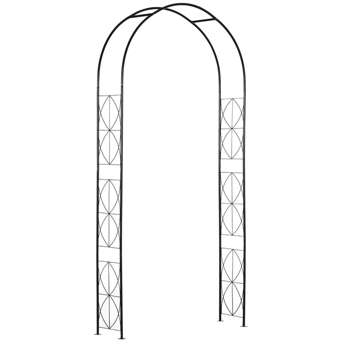 Classic Steel Outdoor Arbor Trellis - Vintage Garden Patio Arch for Vine Support & Climbing Plant Decor - Perfect for Backyard Landscape Enhancement