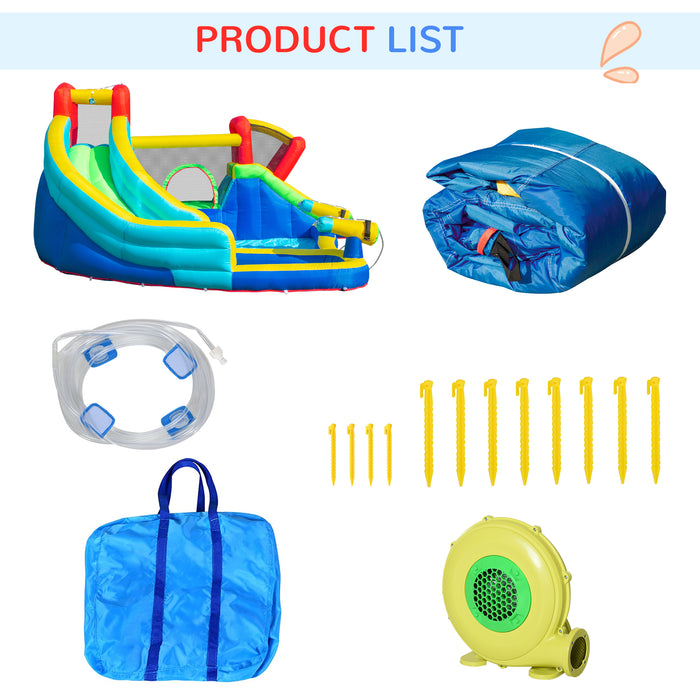 Extra Large 5-in-1 Inflatable Bounce Castle with Trampoline, Slide, Pool - Includes Climbing Wall & Water Gun - Perfect for Kids Aged 3-8 Years and Outdoor Play