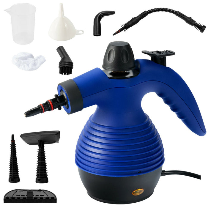 Handheld Steam Cleaner - Multipurpose with 9 Piece Accessories, Blue Color - Ideal for Home Cleaning Tasks