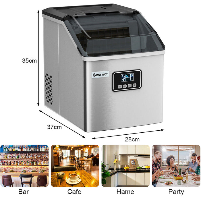 Portable Ice Cube Maker - Countertop Machine with LCD Display, 22KG/24H Production - Ideal for Quick and Easy Ice Making at Home or Office