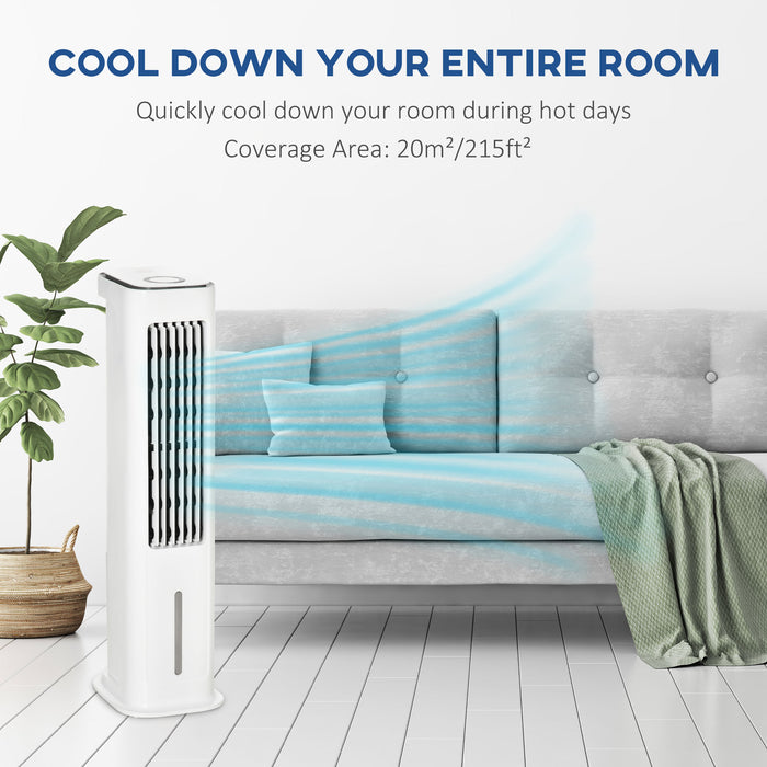 Evaporative Air Cooler with Ice Compartment - 3 Modes & Speeds, Remote, Timer, White - Ideal for Home Cooling & Energy Efficiency