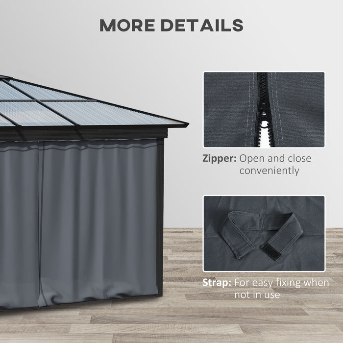 Gazebo Replacement Curtains - 4-Panel Zippered Sidewalls for 3m x 3m Canopies, Dark Grey - Enhances Privacy and Protection for Outdoor Events