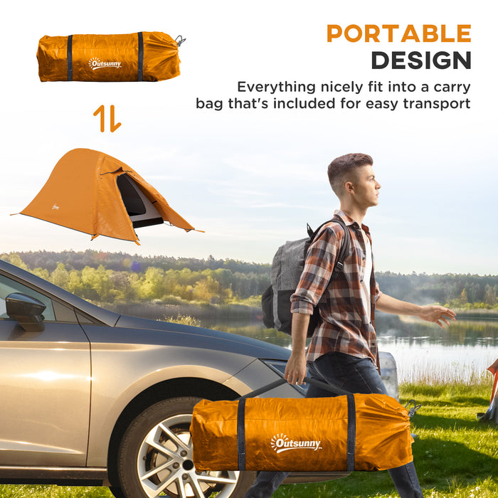 Double Layer Backpacking Shelter for 1-2 Persons - Durable 2000mm Waterproof and Lightweight Camping Tent with Carry Bag - Ideal for Hikers and Outdoor Enthusiasts