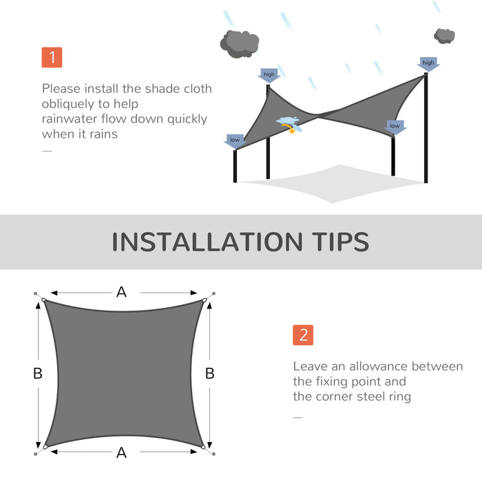 Sun Shade Sail 4x3m Rectangle Canopy - UV Protective Outdoor Sunscreen Awning with Mounting Ropes, Charcoal Grey - Ideal for Garden, Patio, Party Shelter