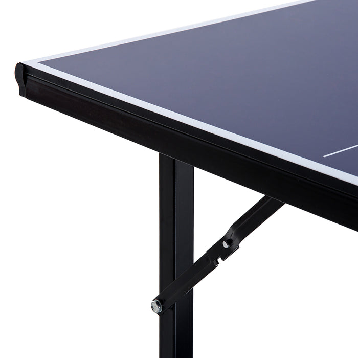 Compact Foldable Table Tennis Set - Black & Blue Mini Ping Pong Table with Accessories - Ideal for Small Spaces & Entertainment