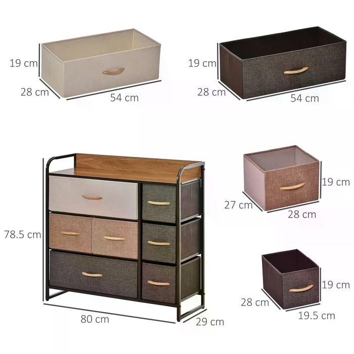 7-Drawer Fabric Dresser - Bedroom & Entryway Storage Organizer with Wooden Top and Steel Frame - Versatile Chest of Drawers for Clutter-Free Spaces