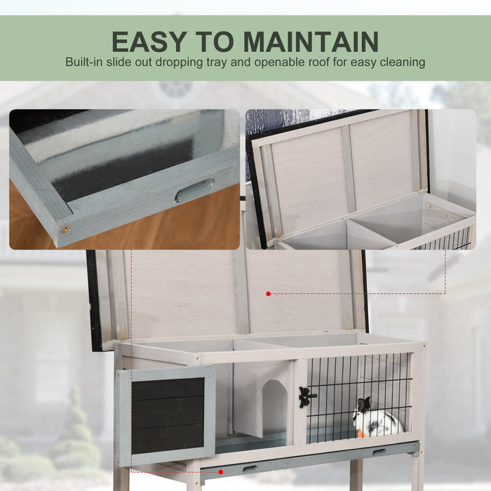 Outdoor Fir Wood Rabbit Hutch - Elevated and Weather-Resistant Design - Ideal for Backyard Pet Safety and Comfort