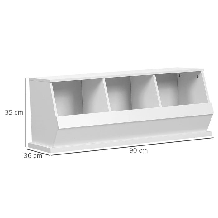 Multi-Functional 3-Compartment Storage Cabinet - Spacious 90x36x35cm Kitchen Organizer in White - Ideal for Home Organization and Clutter Reduction