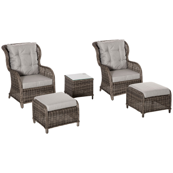 Deluxe Rattan Outdoor Lounge Set - Patio Sofa, Chair & Stool with Aluminium Frame and Wicker Weave - Elegant Brown Furniture for Garden Entertainment