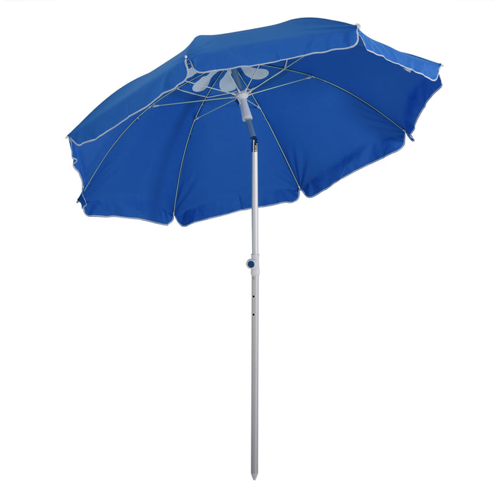 Arc 1.9m Beach Umbrella - Pointed Design with Adjustable Tilt and Carry Bag, Blue - Ideal Sunshade for Outdoor Patio Use