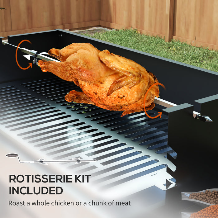 Rotisserie Charcoal Grill Roaster - Chicken & Turkey Spit Roasting Machine with Adjustable 3-Level Grate and Side Shelves - Perfect for Outdoor Barbecues and Gatherings