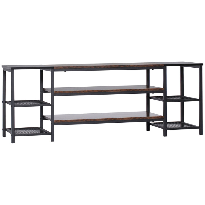 Industrial TV Stand for Up to 65" Screens - Storage Shelves and Sturdy Metal Frame Design - Ideal for Living Room Organization and Decor