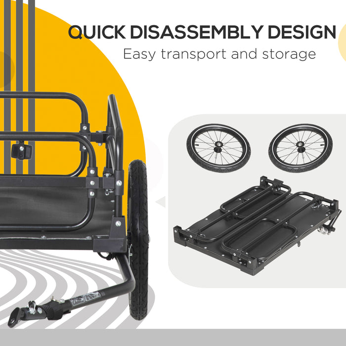 Heavy-Duty Steel Bicycle Trailer with Suspension - Dual-Wheel Outdoor Bike Wagon with Enhanced Safety Features - Convenient Storage Carrier for Touring and Shopping