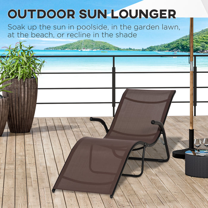 Reclining Garden Sun Lounger - Folding Chaise Lounge Chair for Beach, Poolside, Patio in Dark Brown - Ultimate Comfort for Outdoor Relaxation