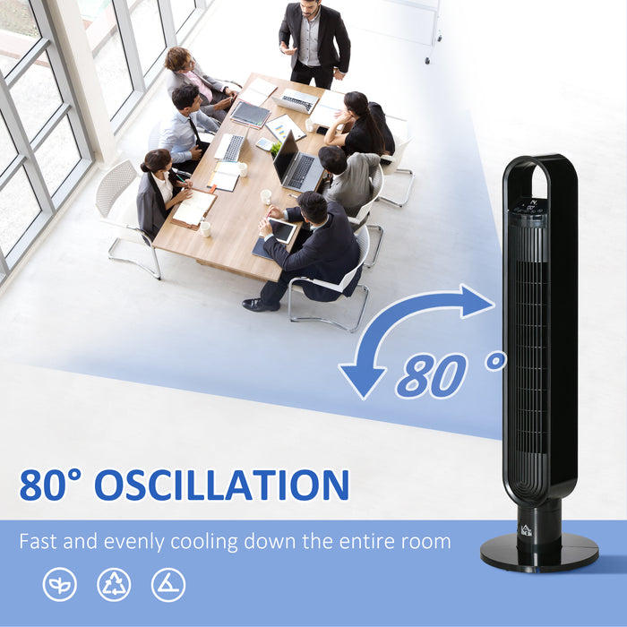 39" Oscillating Tower Fan - 3 Speed Settings, 12-Hour Timer, LED Control Panel - Ideal for Bedroom Cooling with Remote Access