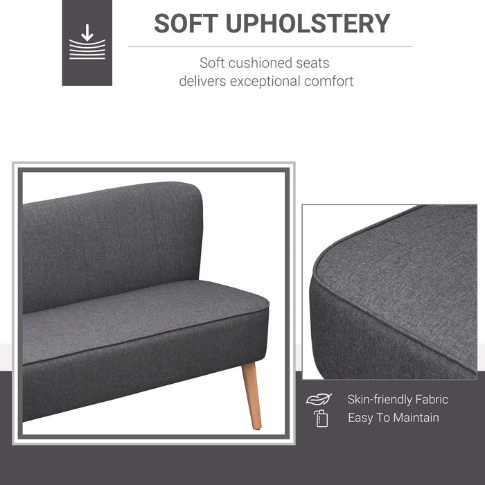 Compact Double Loveseat - Modern 2-Seater Sofa with Padded Linen and Wood Legs - Ideal for Small Spaces and Cozy Living Rooms