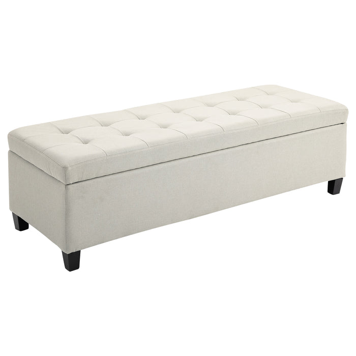 Linen Upholstered Ottoman with Tufted Lid - Spacious End-of-Bed Bench and Padded Footrest with Hidden Storage - Ideal for Bedroom Decor and Space-Saving Solution