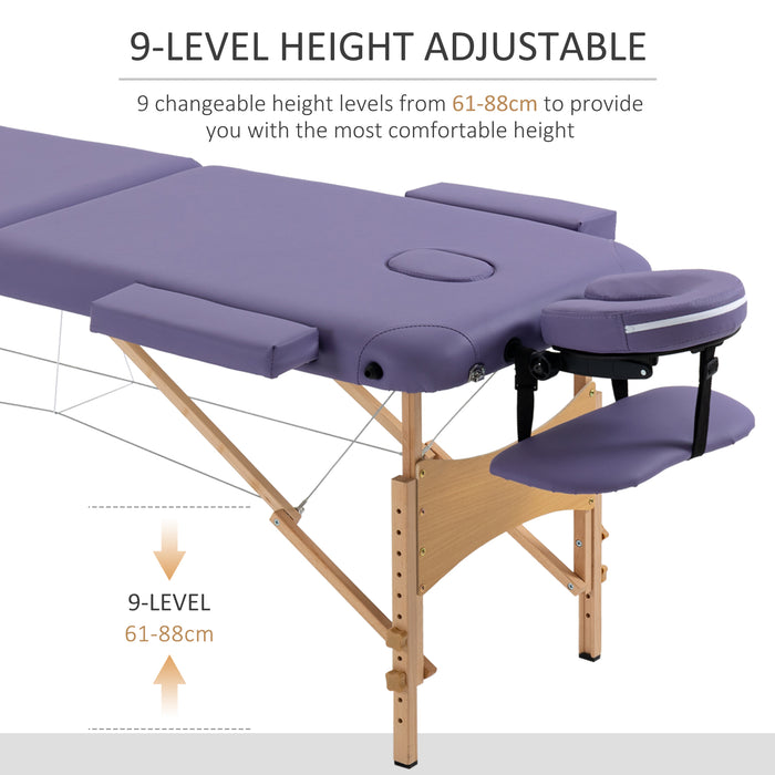 Folding Portable Massage Bed with Wooden Frame - Spa and Beauty Therapy Table, 2 Section Design, with Carrying Bag - Ideal for Mobile Therapists, Home Use, and Travel Convenience