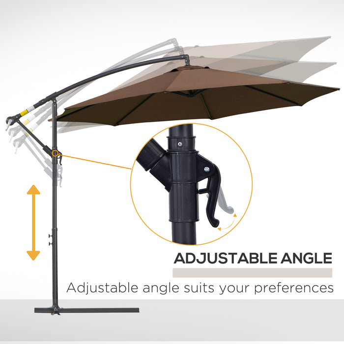 Cantilever Banana Umbrella - 3M Patio Parasol in Steel Brown, Sun Shade & Rain Protection - Ideal for Outdoor Spaces and Garden Lounging