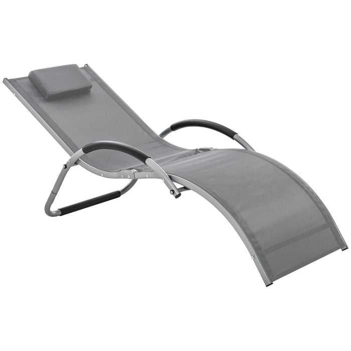 Ergonomic Aluminum Lounger Chair - Portable Outdoor Armchair with Removable Headrest, Dark Grey - Ideal for Patio and Garden Relaxation