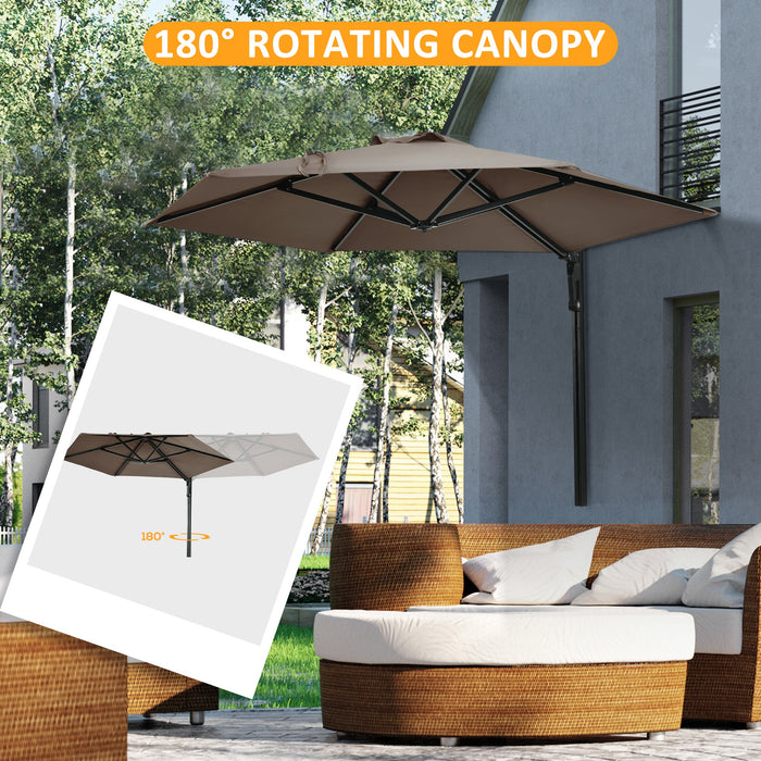 Wall Mounted Parasol with Easy Push Operation - 180-Degree Rotatable Outdoor Umbrella for Patio, Deck, Garden, 250cm - Sun Protection for Porch Relaxation, Khaki