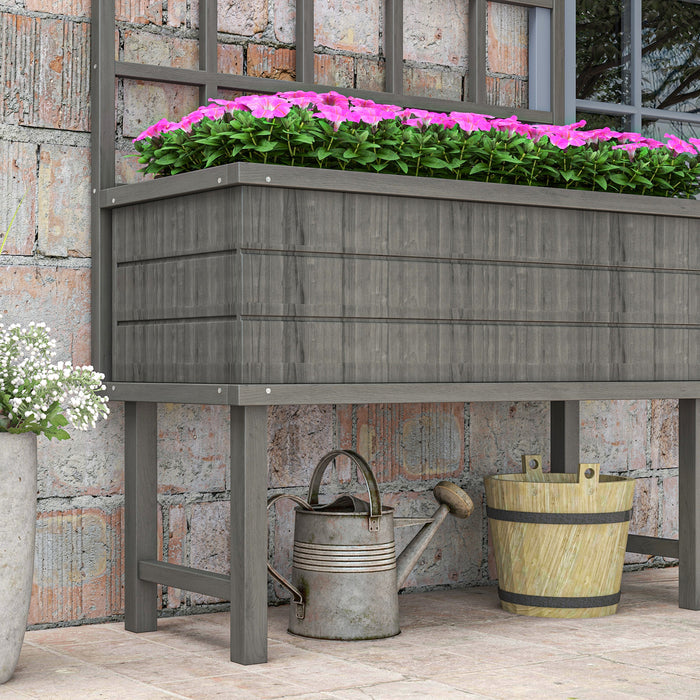 Elevated Wooden Garden Planter with Built-In Trellis - Ideal for Climbing Plants, Includes Drainage System and Protective Liner - Perfect for Gardeners Enhancing Outdoor Spaces