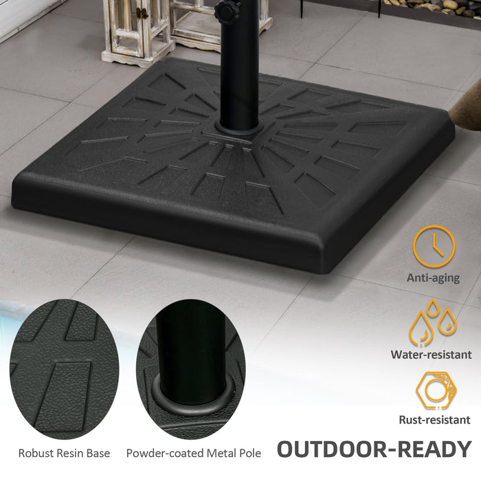 Resin Garden Umbrella Base 19kg - Square Parasol Stand for Φ32mm/Φ38mm/Φ48mm Poles, Outdoor Market Stability - Ideal for Patio, Balcony & Deck Shade Anchoring