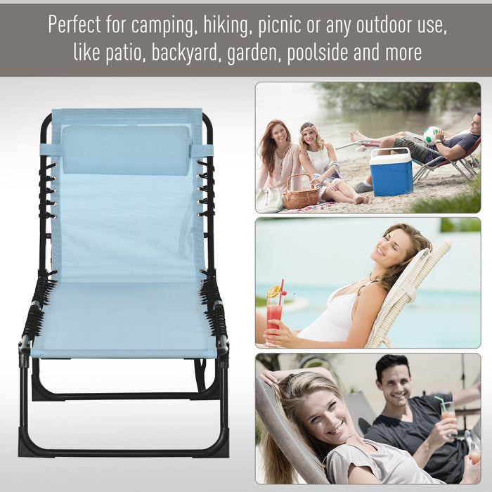 Beach Chaise Lounger - 4-Position Adjustable Folding Sun Chair for Garden & Camping - Ideal for Outdoor Relaxation and Sunbathing