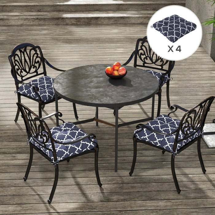 Patio Comfort 4-Piece Set - Indoor/Outdoor Cushion Pillows with Ties, Blue - Ideal for Home and Garden Seating Enhancement