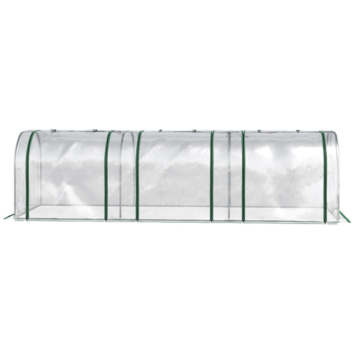 Green Grow House PVC Tunnel Greenhouse - Steel Frame with Zipper Doors, 295x100x80 cm, Transparent Design - Ideal for Garden and Backyard Plant Protection