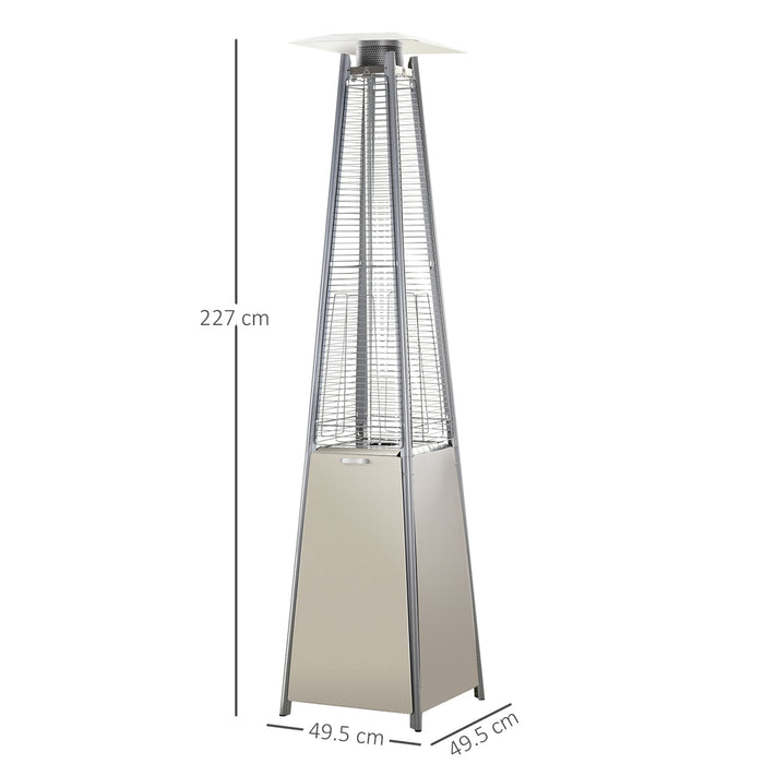 10.5KW Stainless Steel Pyramid Patio Heater - Outdoor Garden Propane Gas Warmer with Glass Tube, Wheels, Rain Cover - Cozy Flame Heating for Backyard Gatherings