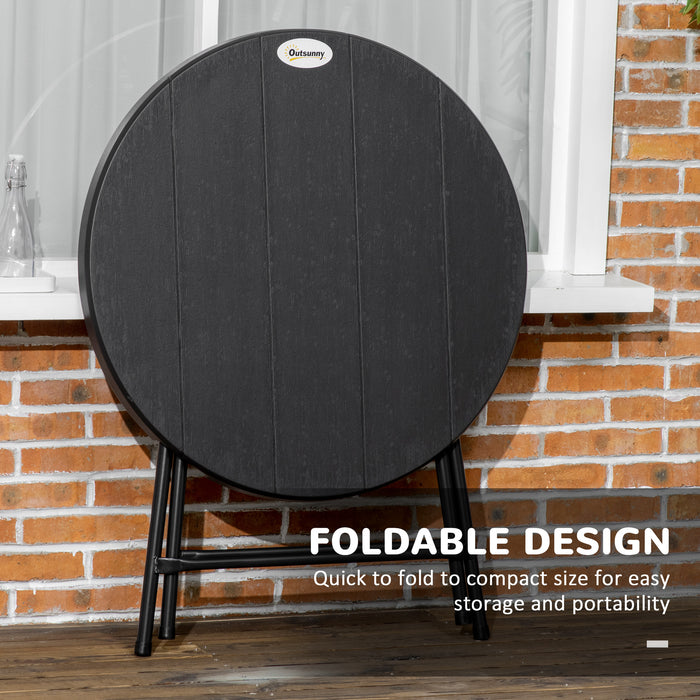 Foldable Outdoor Dining Table - Round HDPE Tabletop with Steel Frame for Patio or Garden - Compact Furniture Ideal for 4 People