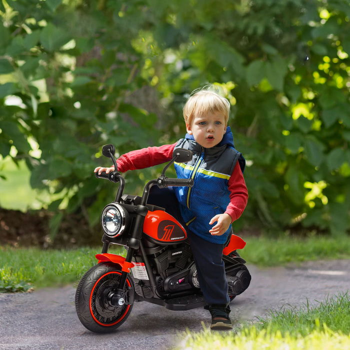 Kids' 6v Ride-On Electric Motorbike with Training Wheels - Easy One-Button Start in Vibrant Red - Ideal for Young Beginner Riders