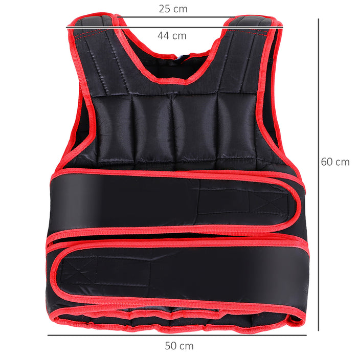 Adjustable 20kg Metal Sand Weight Vest - Durable Training Equipment in Black/Red - Ideal for Intense Workouts & Strength Conditioning