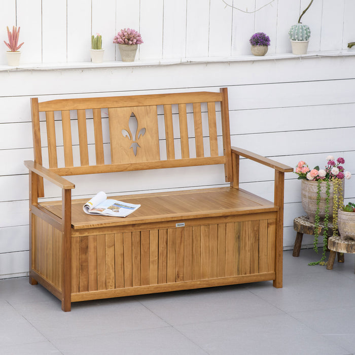 2-Seater Wooden Garden Bench with Storage - Outdoor Patio Seating & Weather-Resistant Storage Box, 125 x 68.5 x 97cm - Ideal for Deck, Porch, and Garden Spaces