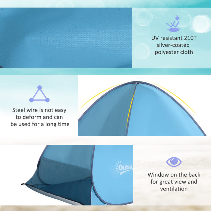 Pop-Up Beach Tent for 2-3 People - UV 30+ Protection Portable Sun Shelter for Hiking and Patio - Easy Setup Outdoor Haven for Families & Beachgoers (Blue)