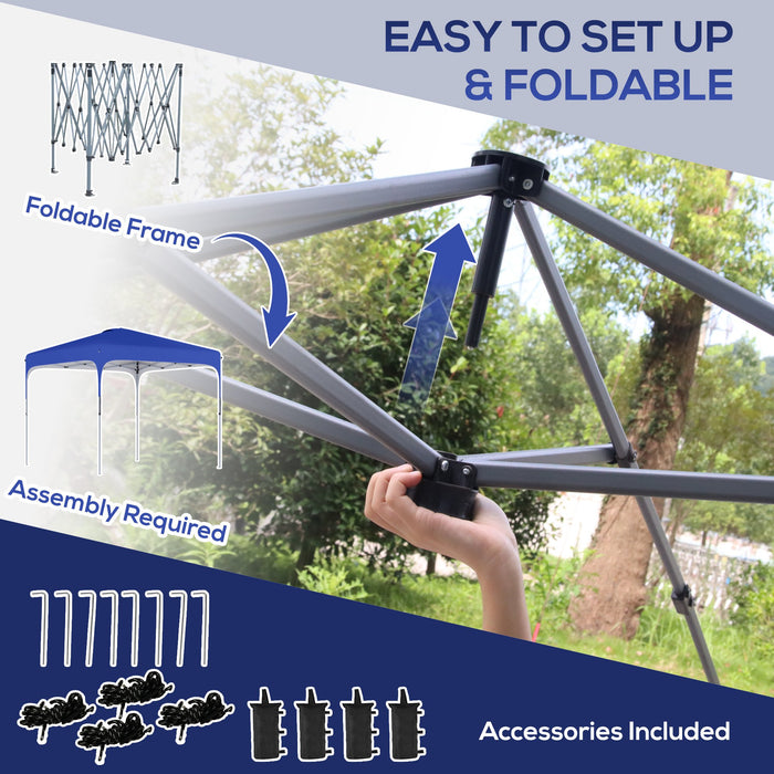 Pop Up Gazebo 3x3m - Height Adjustable, Foldable Canopy Tent with Carry Bag and Wheels - Includes 4 Leg Weight Bags, Perfect for Outdoor Events, Blue