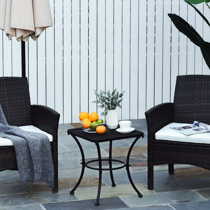 Metal Square Bistro Table - Sturdy Outdoor Garden Furniture in Black - Perfect for Patio Dining and Gathering