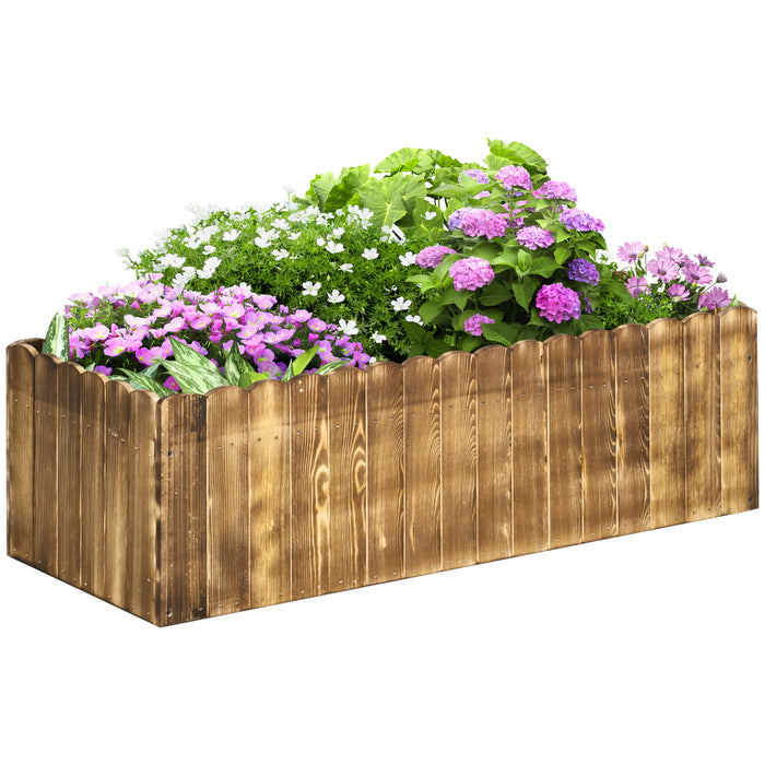 109L Wooden Raised Garden Bed - Outdoor Rectangular Flower Planter with Large Vegetable Planting Box - Ideal for Herbs & Floral Display, 100x40x30 cm